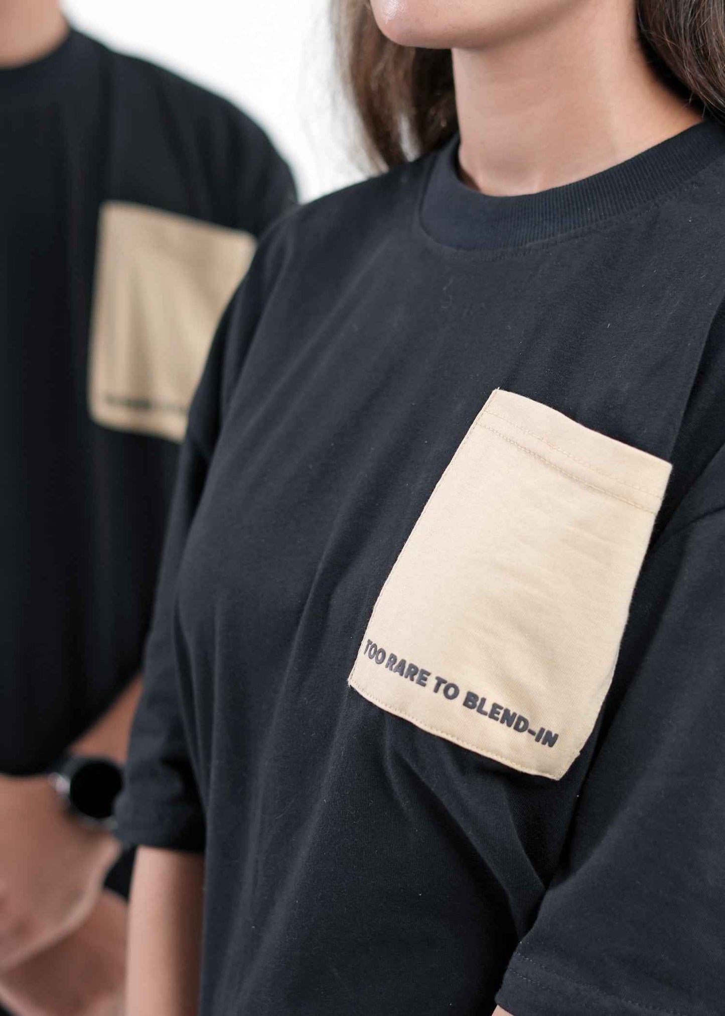 Black Tee (Beige Pocket)