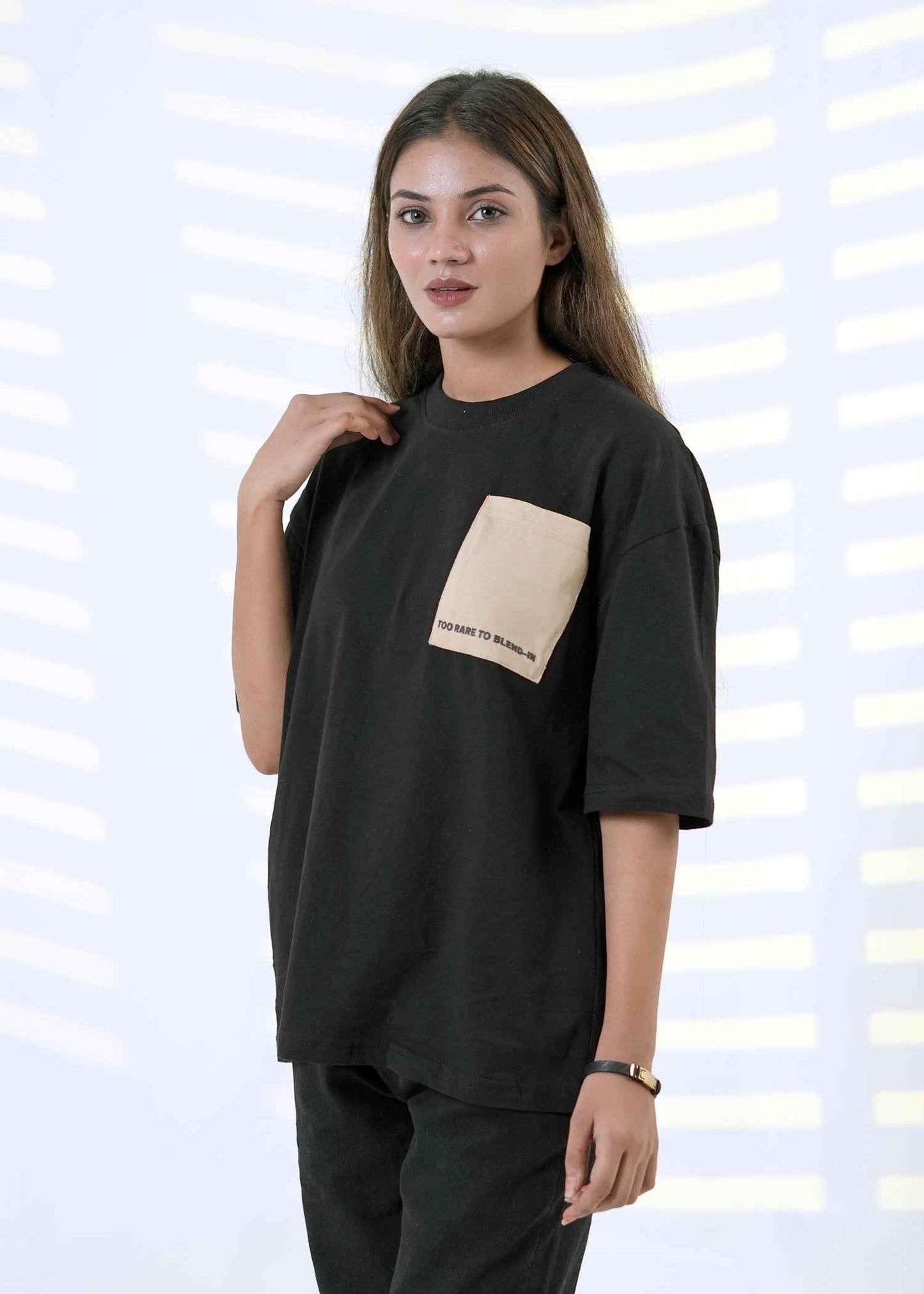 Black Tee (Beige Pocket)