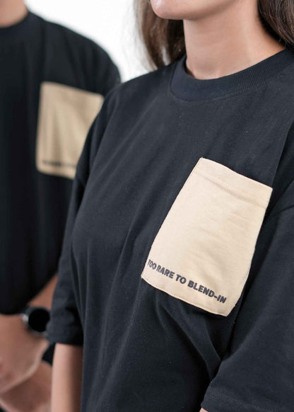 Black Tee (Beige Pocket)