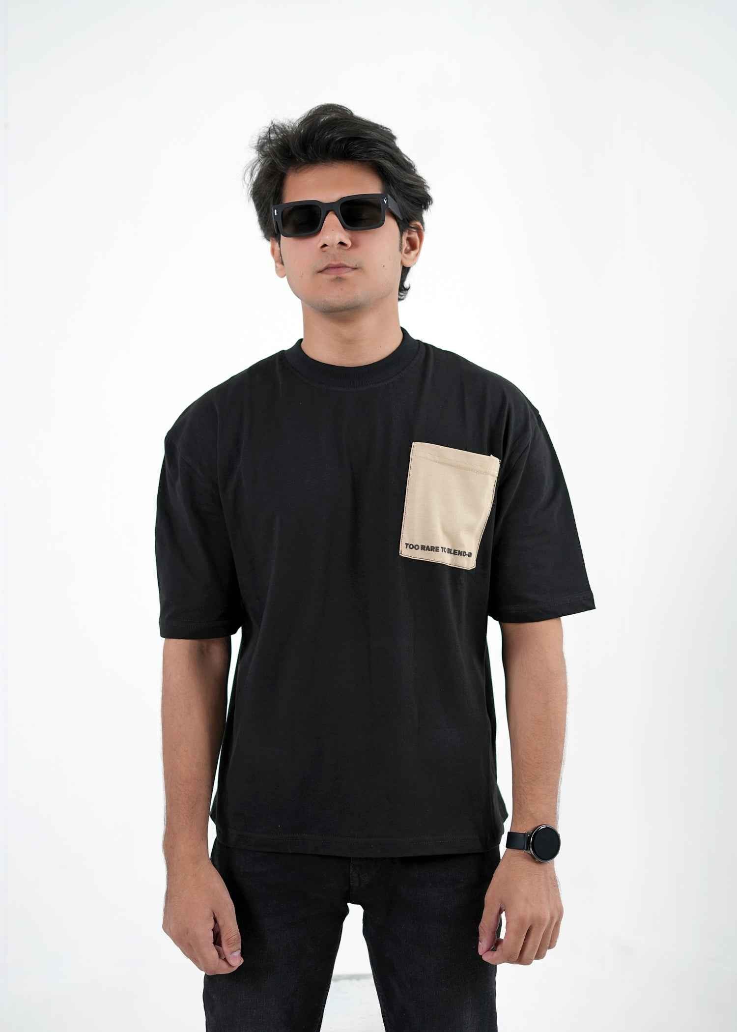 Black Tee (Beige Pocket)