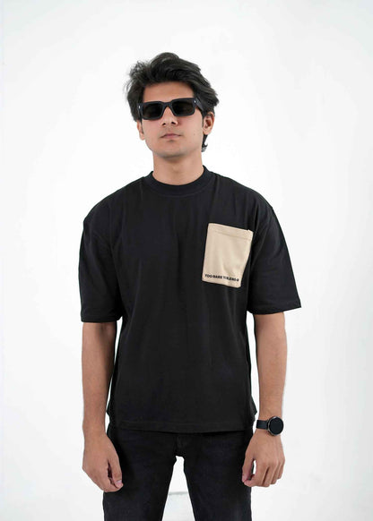 Black Tee (Beige Pocket)